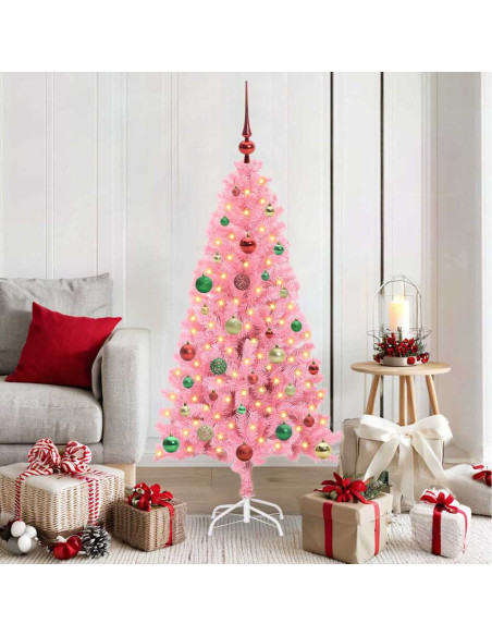 Albero di Natale con 150 LED con supporto Rosa 150 cm PVC