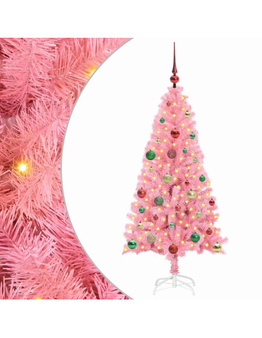 Albero di Natale con 150 LED con supporto Rosa 150 cm PVC