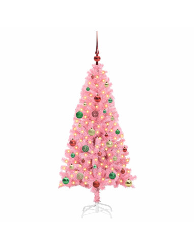 Albero di Natale con 150 LED con supporto Rosa 150 cm PVC