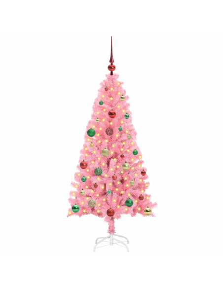 Albero di Natale con 150 LED con supporto Rosa 150 cm PVC