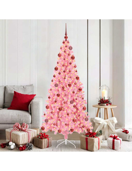Albero di Natale con 300 LED con supporto Rosa 180 cm PVC