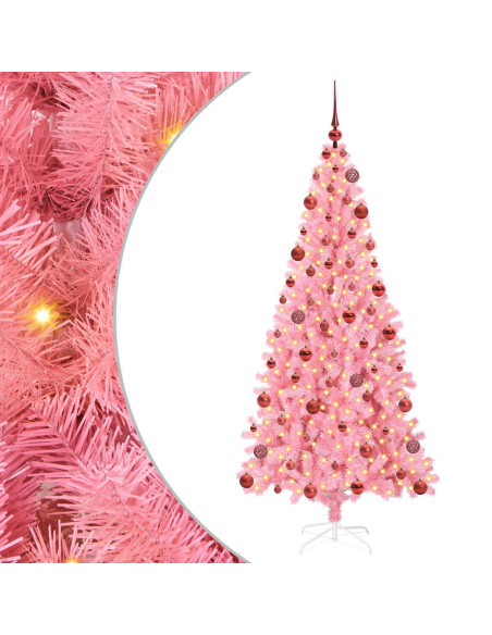 Albero di Natale con 300 LED con supporto Rosa 180 cm PVC
