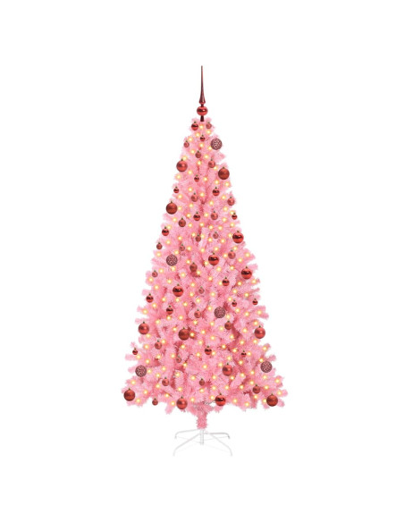 Albero di Natale con 300 LED con supporto Rosa 180 cm PVC