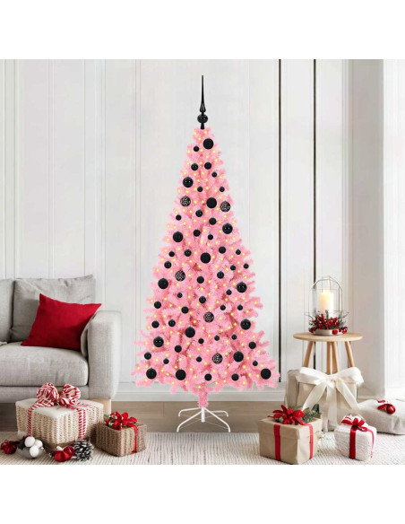 Albero di Natale con 300 LED con supporto Rosa 180 cm PVC