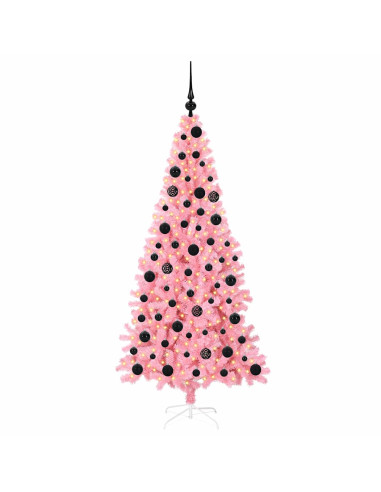 Albero di Natale con 300 LED con supporto Rosa 180 cm PVC