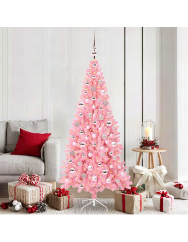 Albero di Natale con 300 LED con supporto Rosa 180 cm PVC