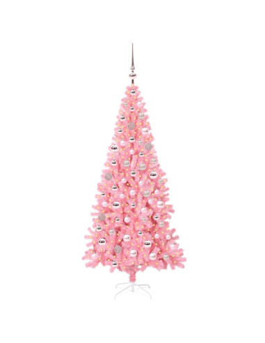 Albero di Natale con 300 LED con supporto Rosa 180 cm PVC