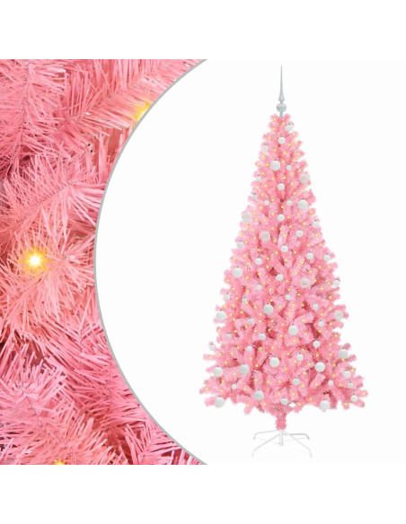 Albero di Natale con 300 LED con supporto Rosa 180 cm PVC