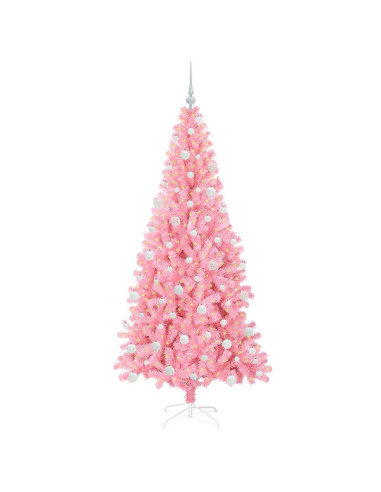 Albero di Natale con 300 LED con supporto Rosa 180 cm PVC