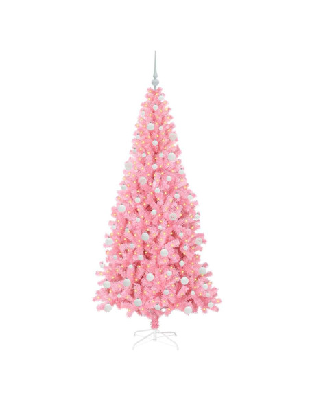 Albero di Natale con 300 LED con supporto Rosa 180 cm PVC