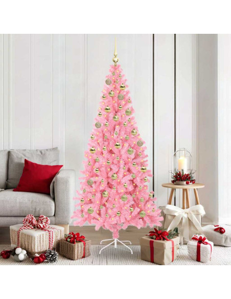 Albero di Natale con 300 LED con supporto Rosa 180 cm PVC