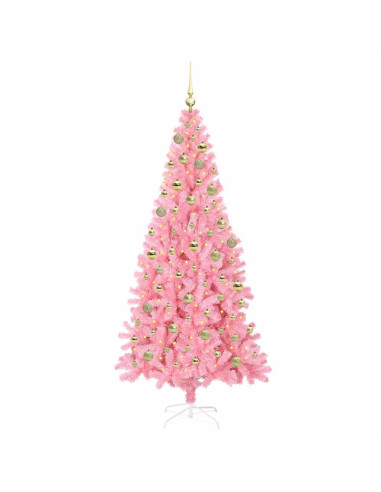 Albero di Natale con 300 LED con supporto Rosa 180 cm PVC