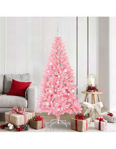 Albero di Natale con 300 LED con supporto Rosa 180 cm PVC