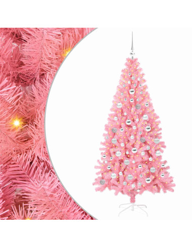 Albero di Natale con 300 LED con supporto Rosa 180 cm PVC