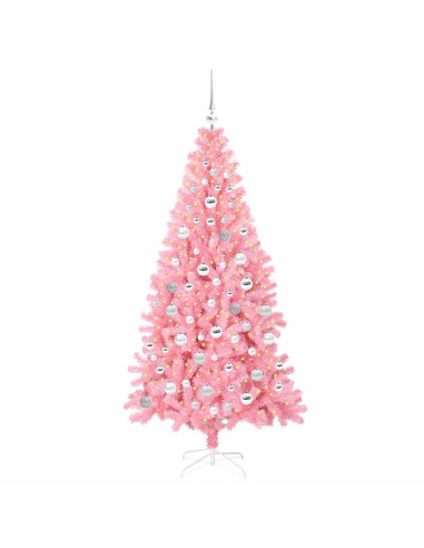 Albero di Natale con 300 LED con supporto Rosa 180 cm PVC