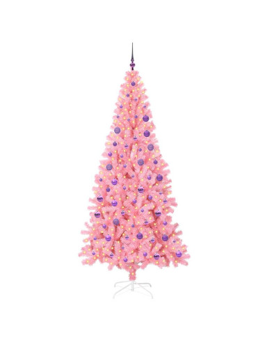 Albero di Natale con 300 LED con supporto Rosa 180 cm PVC