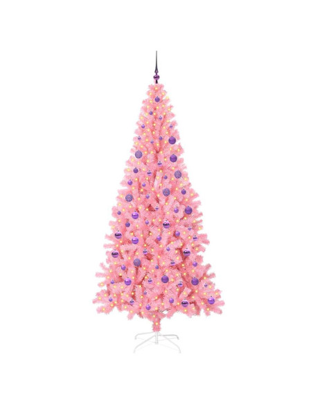Albero di Natale con 300 LED con supporto Rosa 180 cm PVC