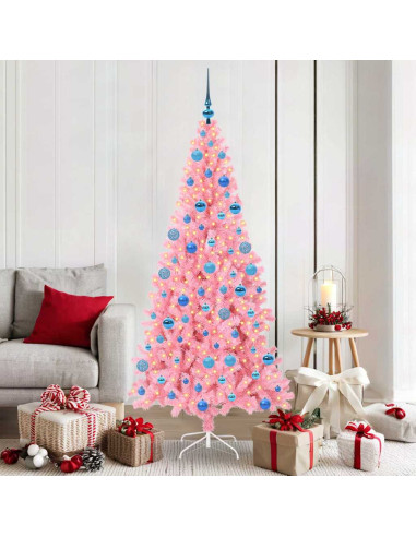 Albero di Natale con 300 LED con supporto Rosa 180 cm PVC