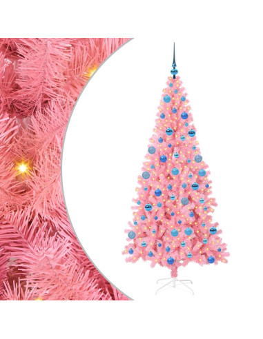 Albero di Natale con 300 LED con supporto Rosa 180 cm PVC