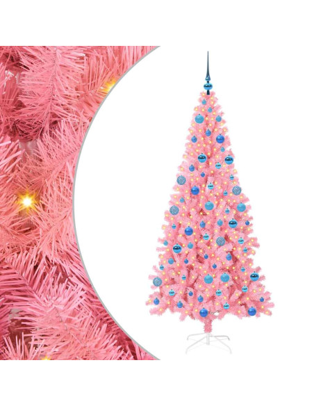 Albero di Natale con 300 LED con supporto Rosa 180 cm PVC