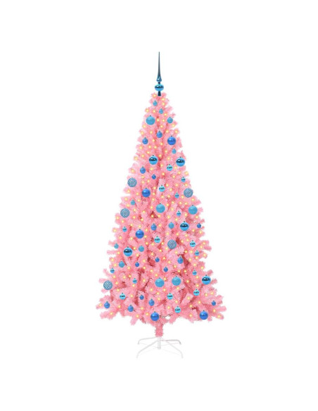 Albero di Natale con 300 LED con supporto Rosa 180 cm PVC