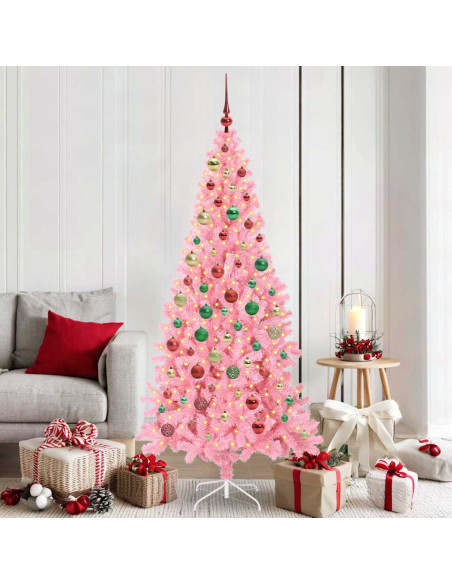 Albero di Natale con 300 LED con supporto Rosa 180 cm PVC