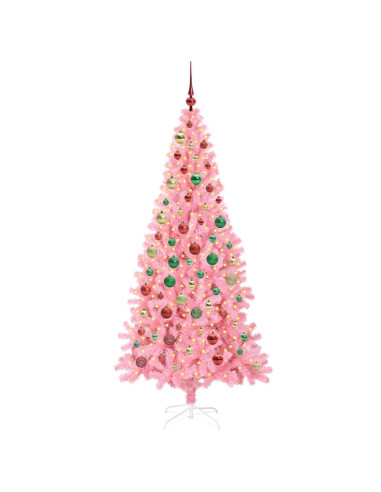 Albero di Natale con 300 LED con supporto Rosa 180 cm PVC