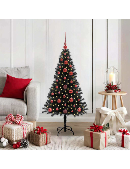 Albero di Natale con 150 LED con supporto Nero 120 cm PVC