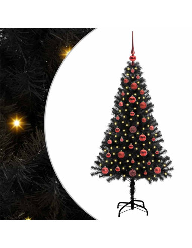 Albero di Natale con 150 LED con supporto Nero 120 cm PVC