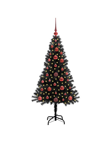 Albero di Natale con 150 LED con supporto Nero 120 cm PVC