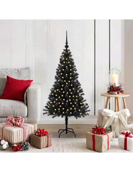 Albero di Natale con 150 LED con supporto Nero 120 cm PVC