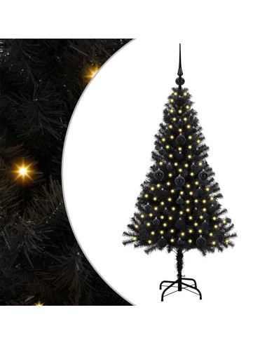 Albero di Natale con 150 LED con supporto Nero 120 cm PVC