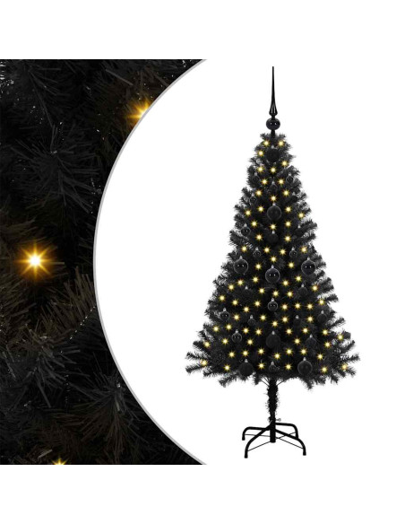 Albero di Natale con 150 LED con supporto Nero 120 cm PVC