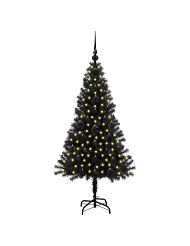 Albero di Natale con 150 LED con supporto Nero 120 cm PVC