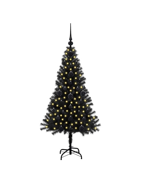 Albero di Natale con 150 LED con supporto Nero 120 cm PVC