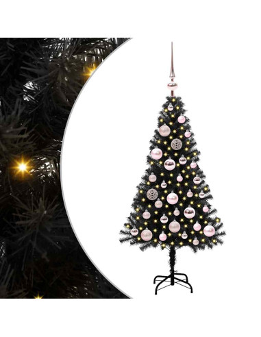 Albero di Natale con 150 LED con supporto Nero 120 cm PVC