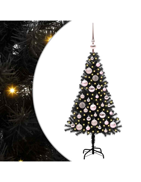 Albero di Natale con 150 LED con supporto Nero 120 cm PVC