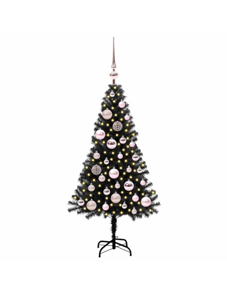 Albero di Natale con 150 LED con supporto Nero 120 cm PVC