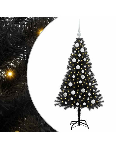 Albero di Natale con 150 LED con supporto Nero 120 cm PVC