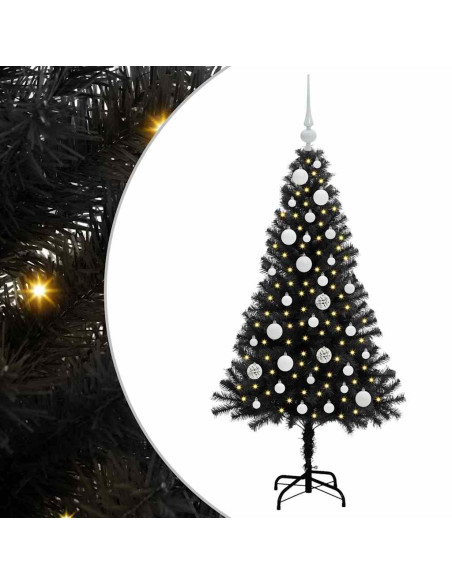 Albero di Natale con 150 LED con supporto Nero 120 cm PVC