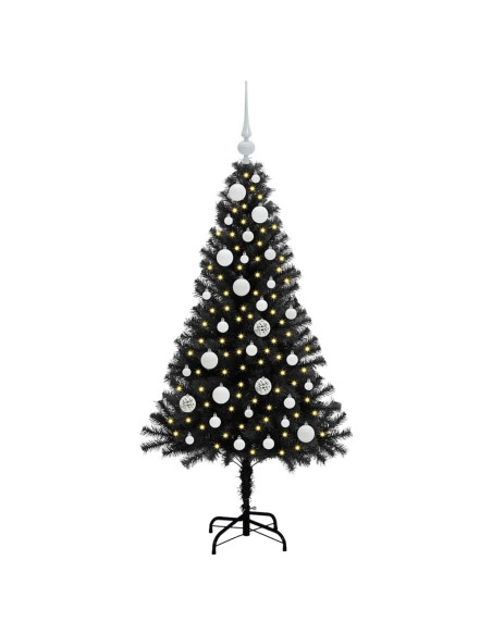 Albero di Natale con 150 LED con supporto Nero 120 cm PVC