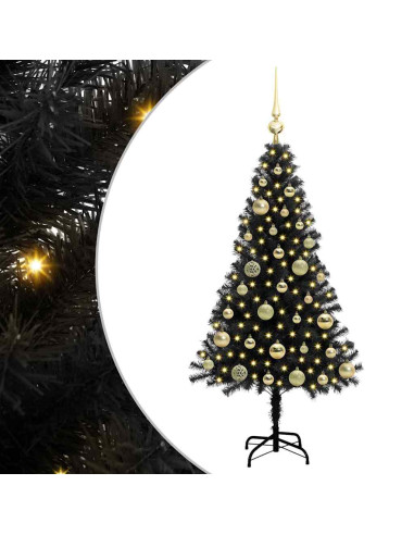 Albero di Natale con 150 LED con supporto Nero 120 cm PVC