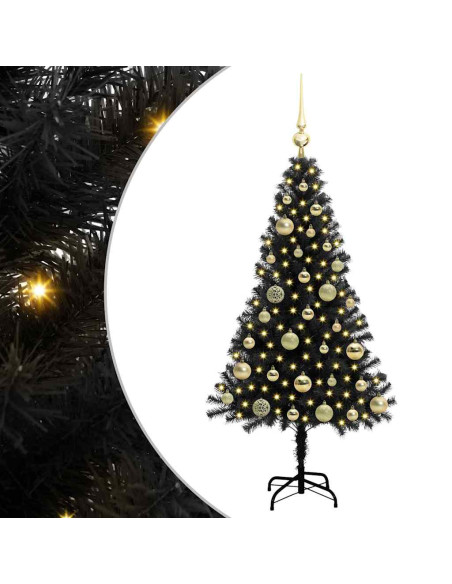 Albero di Natale con 150 LED con supporto Nero 120 cm PVC