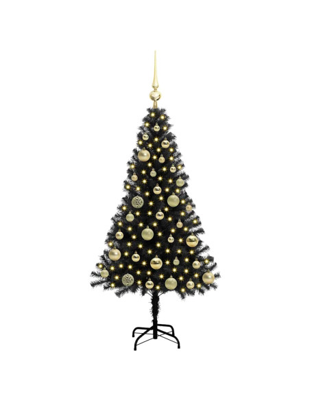 Albero di Natale con 150 LED con supporto Nero 120 cm PVC