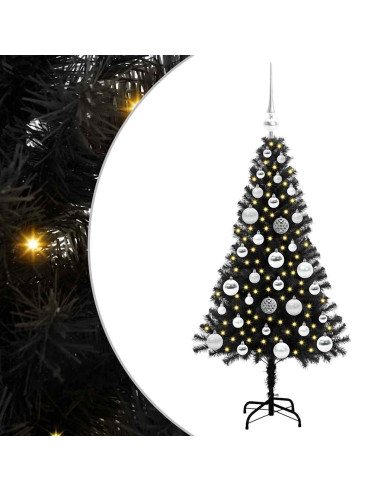 Albero di Natale con 150 LED con supporto Nero 120 cm PVC