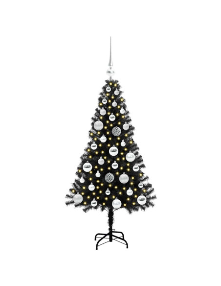 Albero di Natale con 150 LED con supporto Nero 120 cm PVC