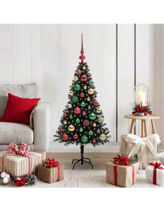 Albero di Natale con 150 LED con supporto Nero 120 cm PVC 2