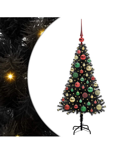 Albero di Natale con 150 LED con supporto Nero 120 cm PVC