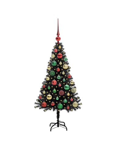 Albero di Natale con 150 LED con supporto Nero 120 cm PVC