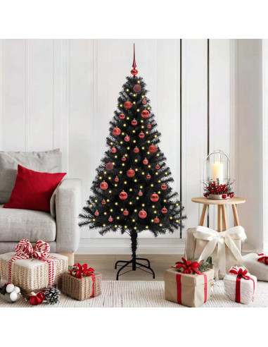 Albero di Natale con 150 LED con supporto Nero 150 cm PVC